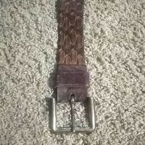 Genuine Leather brown belt. Unisex 49" long. No brand.